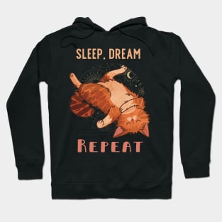 Sleep, Dream, Repeat - Red lazy Cat Hoodie